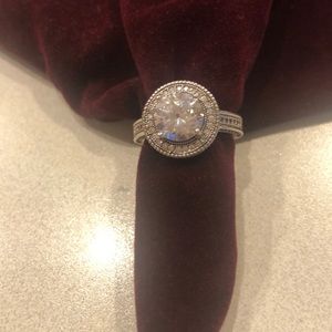 White sapphire sterling silver ring